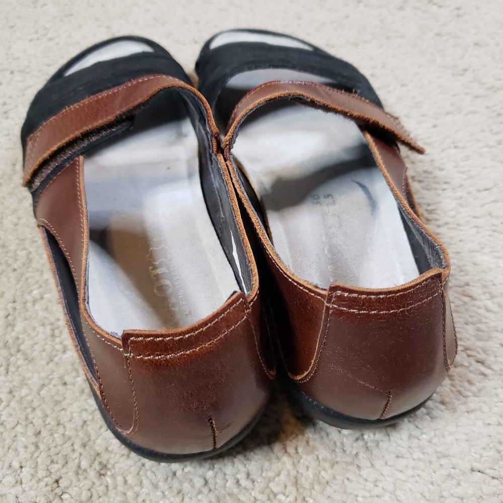 Naot Papaki Koru Sandals 36 US 5-5.5 Black Velvet Nubuck/Cinnamon Leather Shoes - Picture 6 of 11